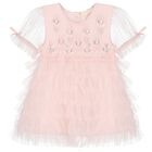 Younger Girls Pink Embellished Tulle Dress Set, 1, hi-res