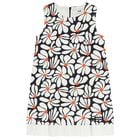 Girls White & Black Floral Canvas Dress, 1, hi-res
