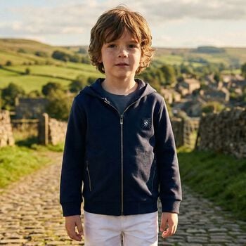 Boys Navy Blue Zip Up Top