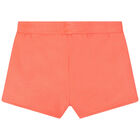 Girls Coral Pink Sequin Logo Shorts, 1, hi-res