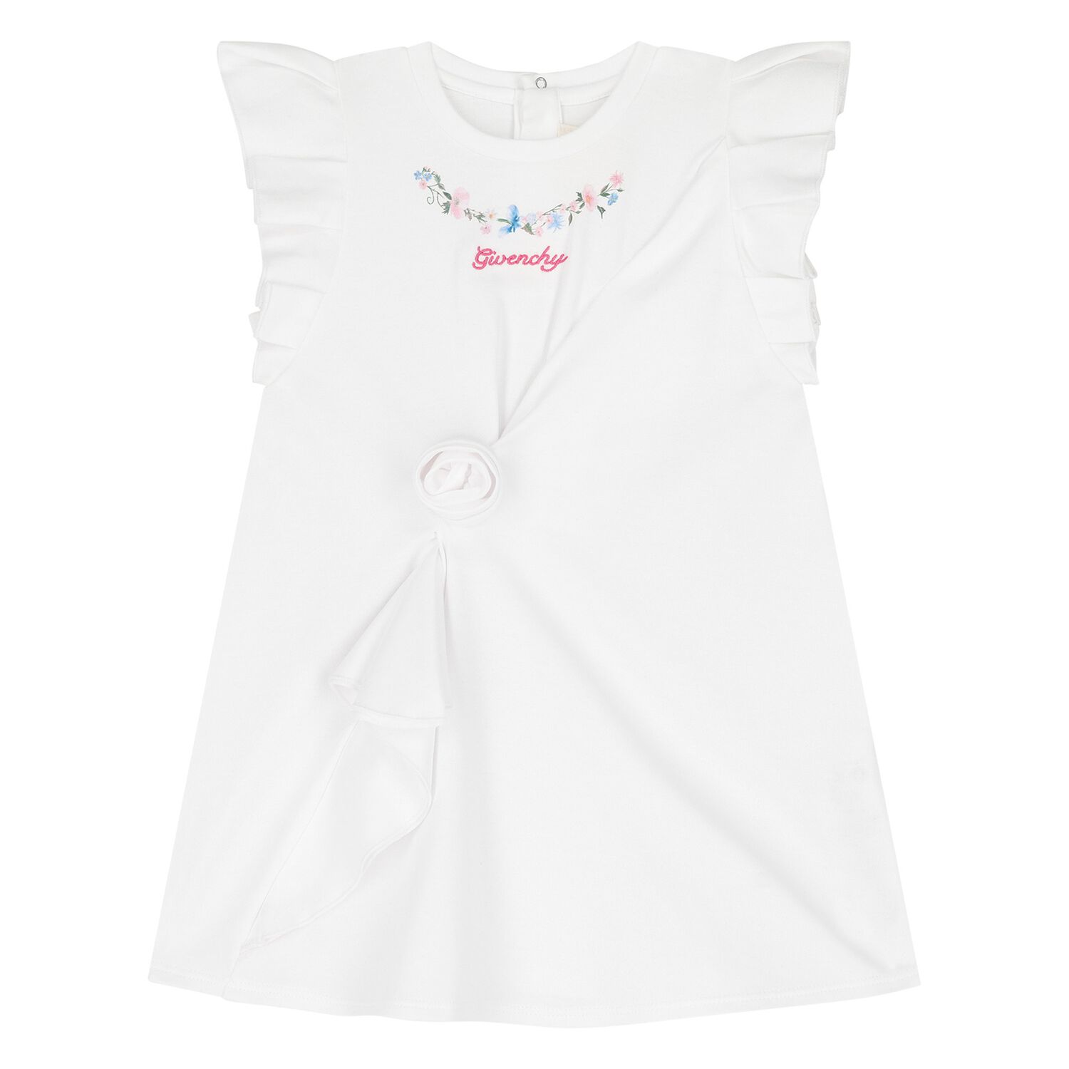 Younger Girls White Logo Dress, 1, hi-res