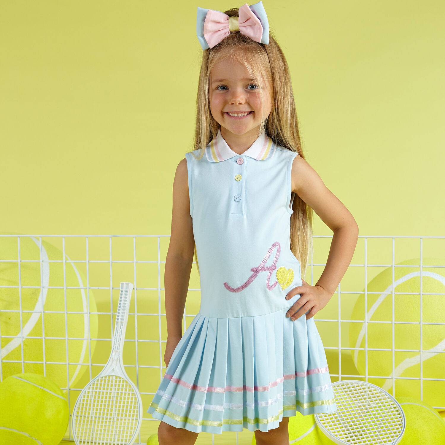Girls Blue Tennis Dress, 1, hi-res image number null
