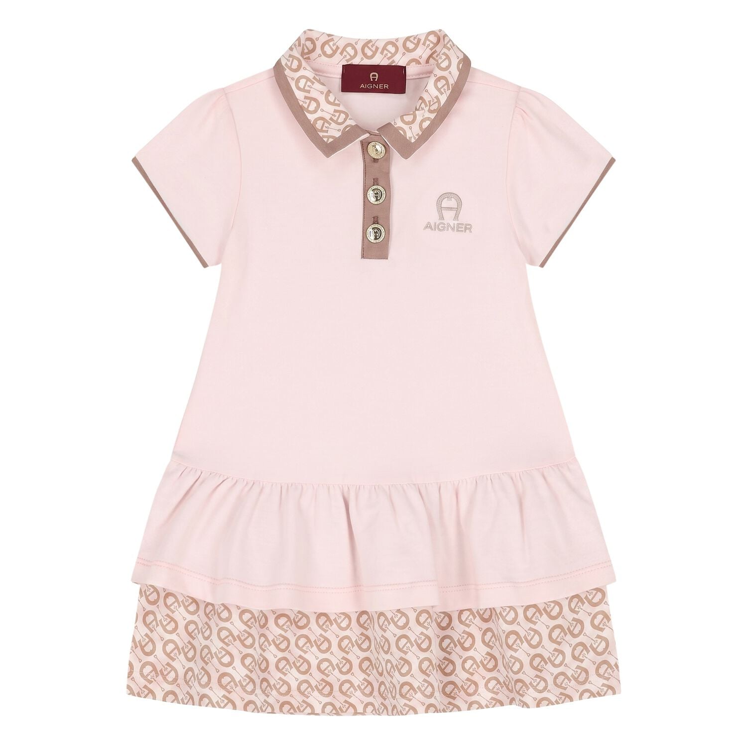 Younger Girls Pink Logo Polo Dress, 3, hi-res