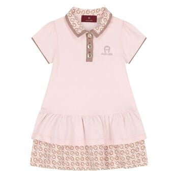 Younger Girls Pink Logo Polo Dress