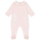 Baby Girls Ivory & Pink Logo Babygrow, 3, hi-res