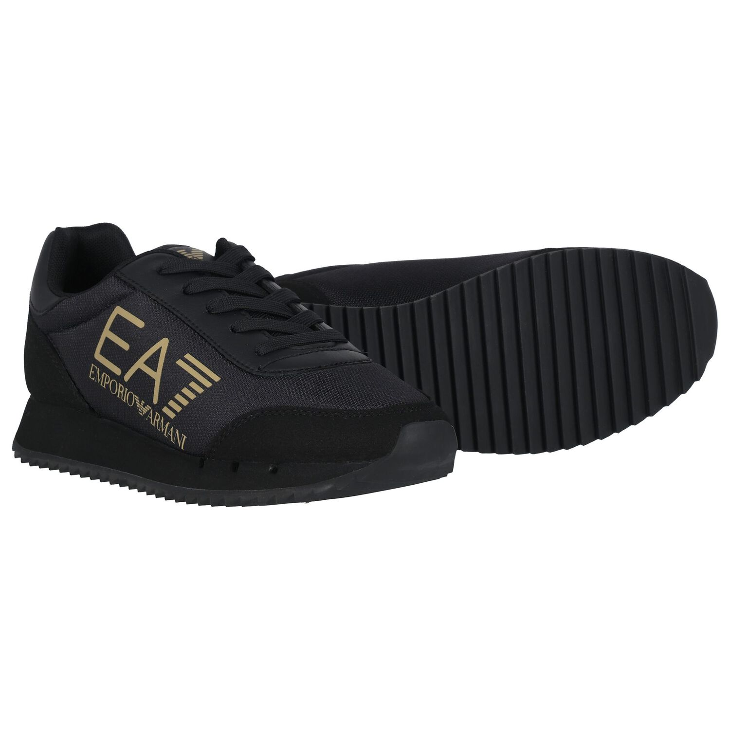 Black Logo Trainers, 1, hi-res