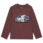 Boys Burgundy Truck Long Sleeve Top, 1, hi-res