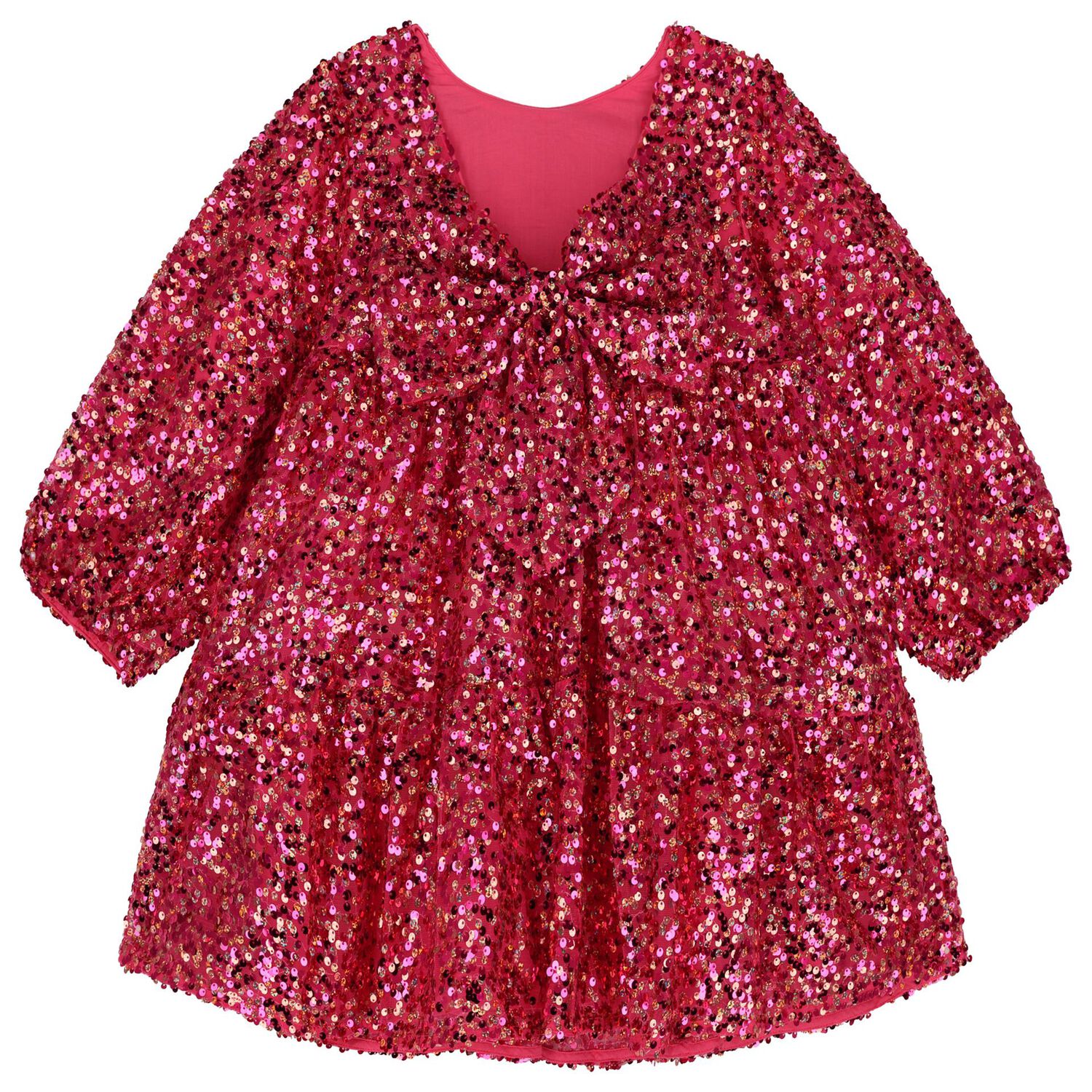 Girls Red Sequin Tulle Dress, 1, hi-res