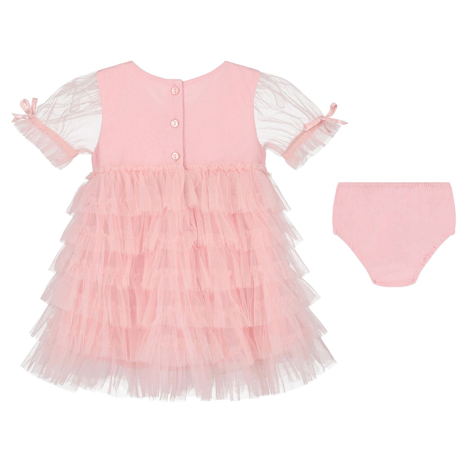 Baby Girls Pink Sequins Tulle Dress Set, 1, hi-res