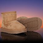 Girls Beige Logo Suede Boots, 1, hi-res