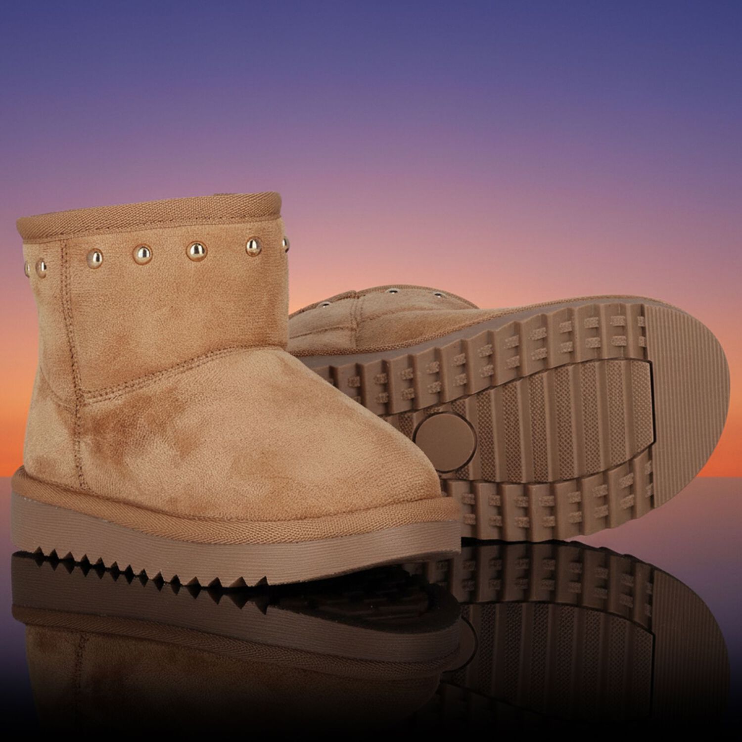 Girls Beige Logo Suede Boots, 1, hi-res