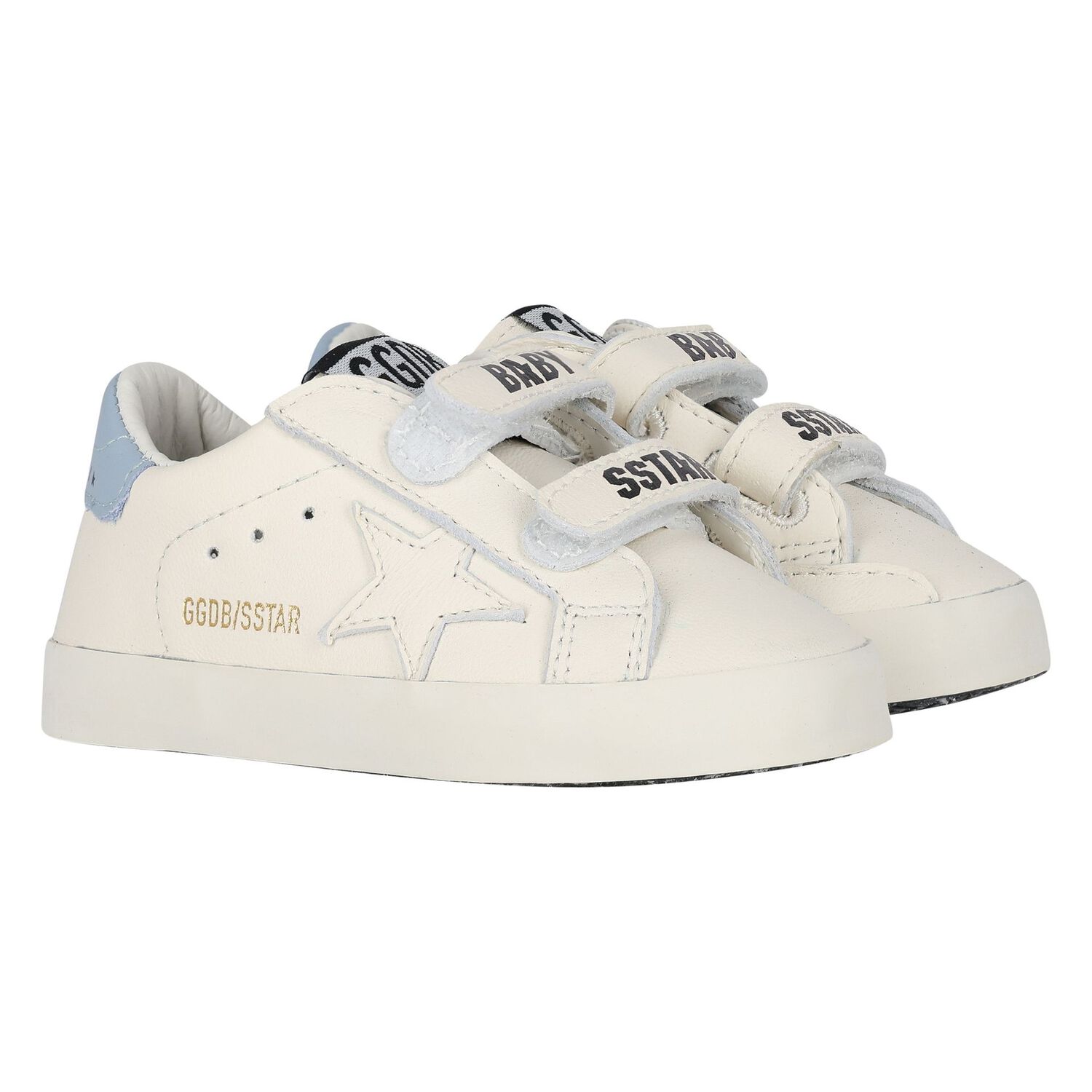 Ivory & Blue Leather Baby Pre Walker Shoes Set, 1, hi-res