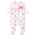 Girls White & Pink Babygrow, 1, hi-res