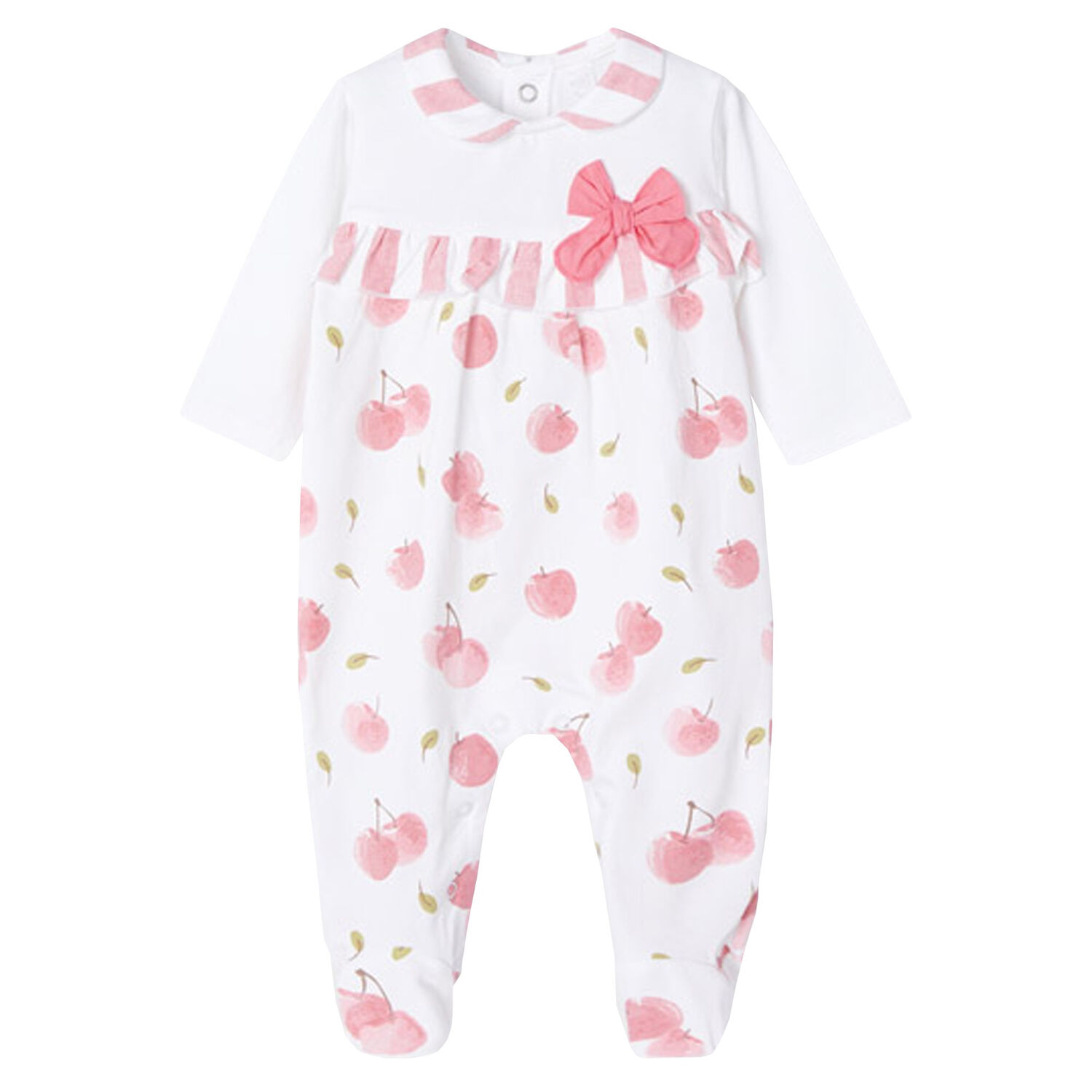 Girls White & Pink Babygrow, 1, hi-res