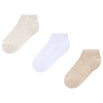 Boys Beige & White Socks (3 Pack) 