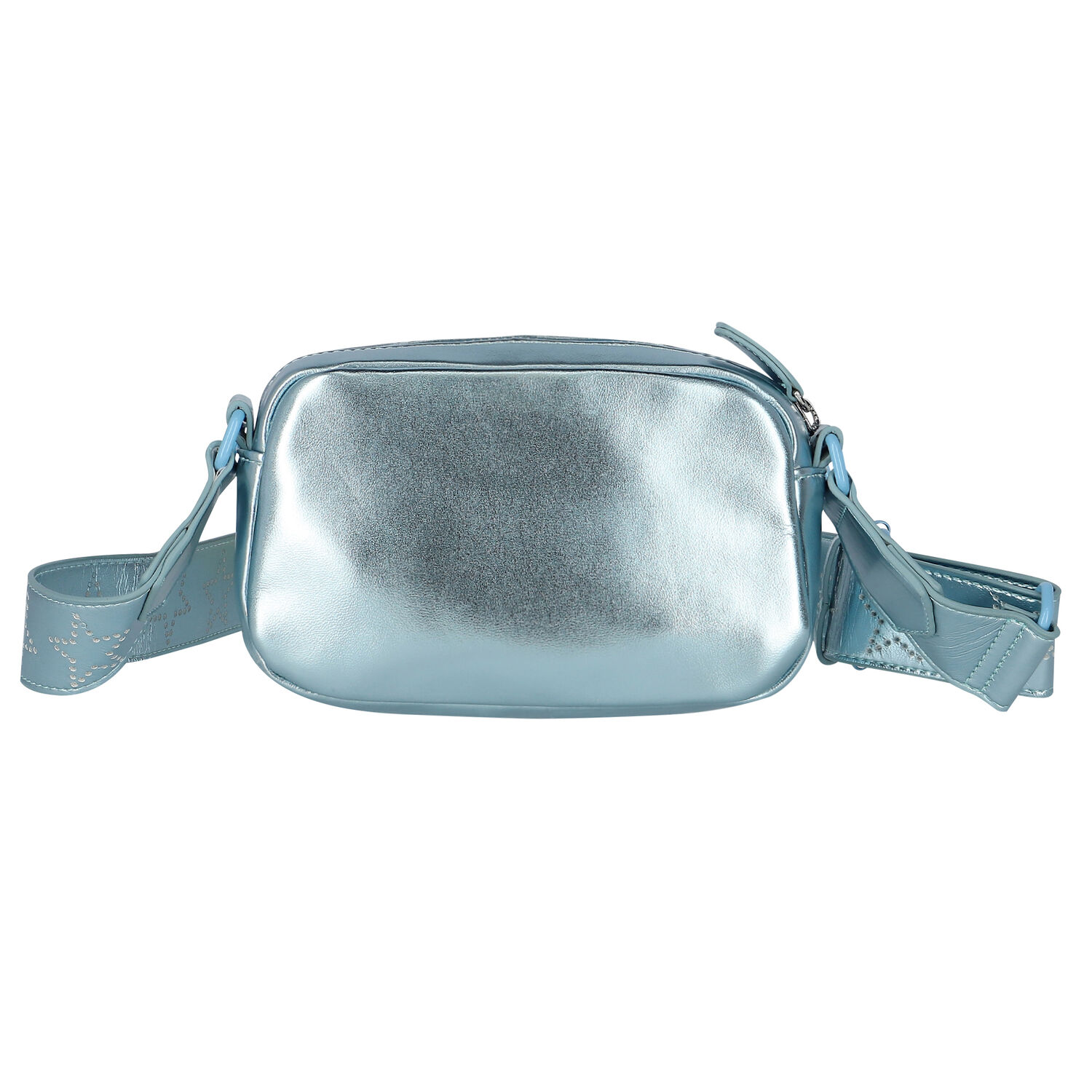 Girls Blue Metallic Faux Leather Bag, 1, hi-res