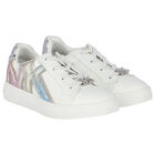 Girls White Logo Trainers, 1, hi-res