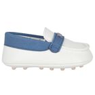 Baby Boys White & Navy Pre-Walker Moccasins, 2, hi-res