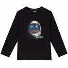 Boys Black Astronaut Long Sleeve Top, 1, hi-res