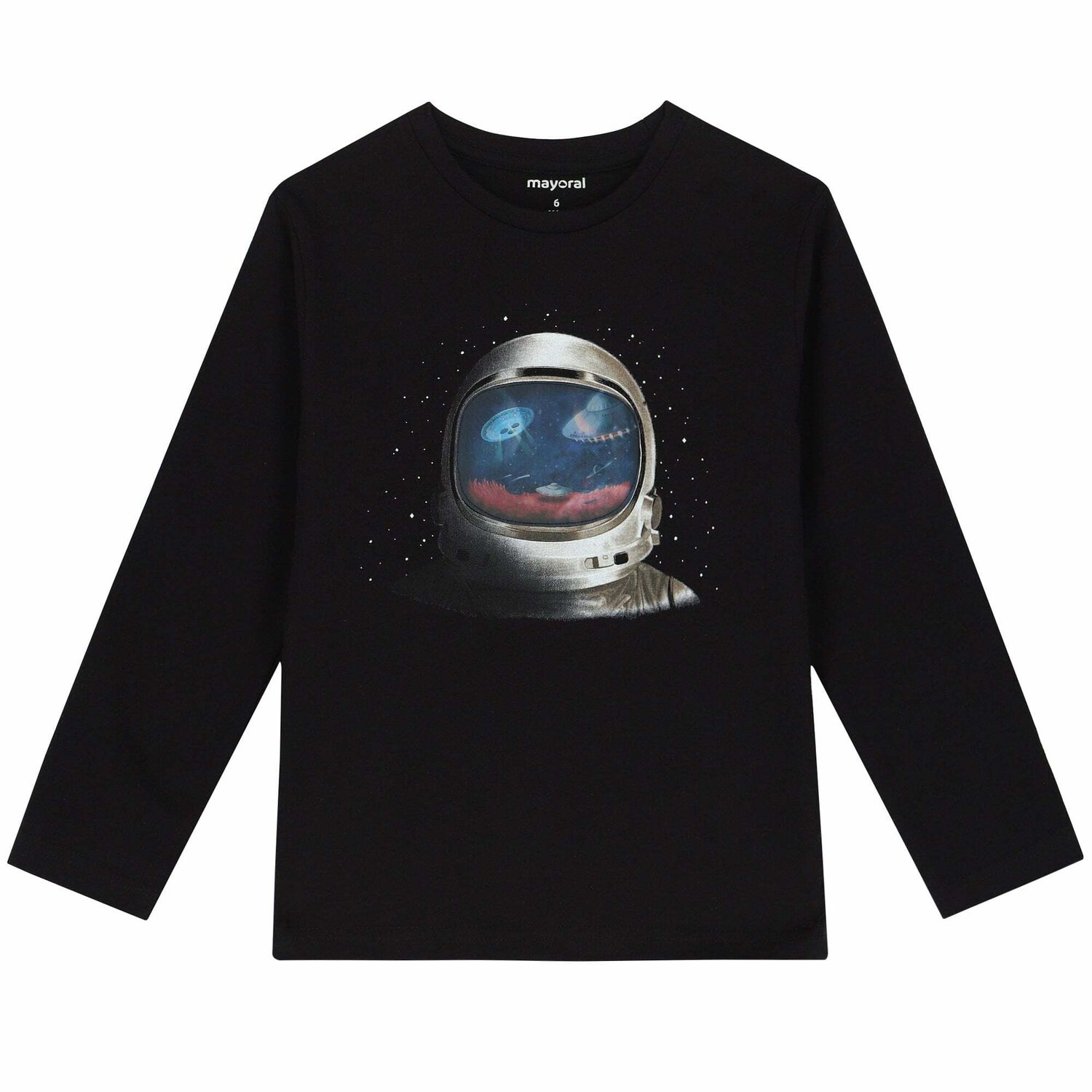 Boys Black Astronaut Long Sleeve Top, 1, hi-res image number null