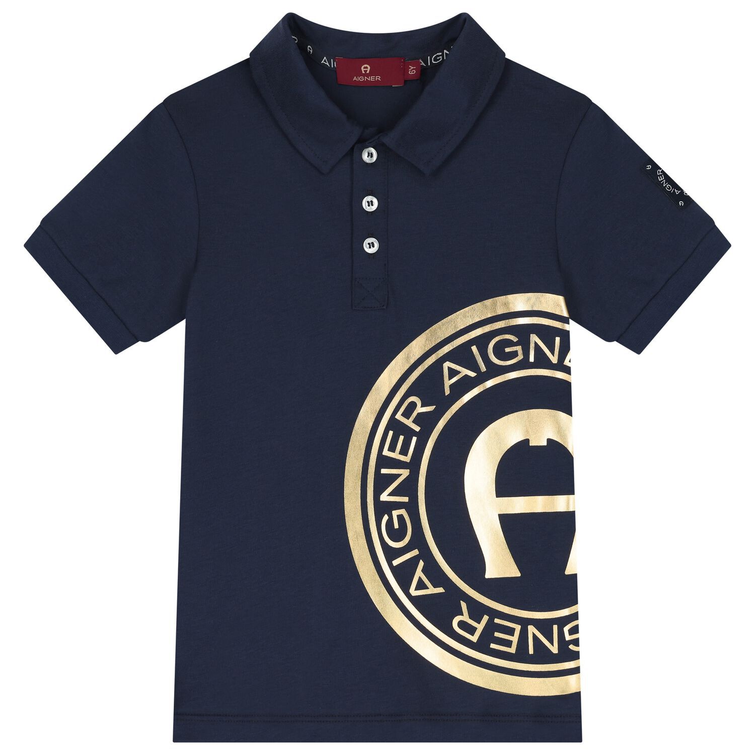 Boys Navy Blue & Gold Polo Shirt, 2, hi-res image number null