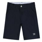 Boys Navy Logo Shorts, 1, hi-res