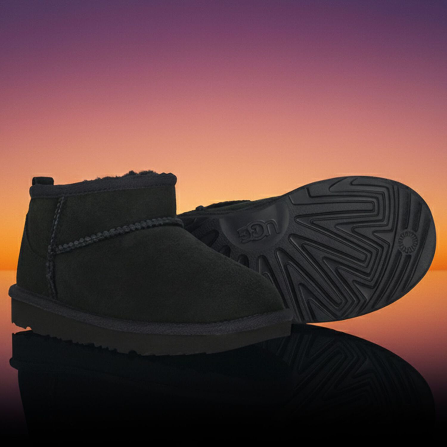 Black Classic Ultra Mini Suede Boots, 2, hi-res