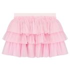 Baby Girls White & Pink Rose Tulle Skirt Set, 1, hi-res