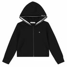 Girls Black Logo Zip Up Top, 1, hi-res