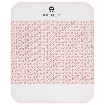 Baby Girls Pink & White Teddy Bear Logo Blanket