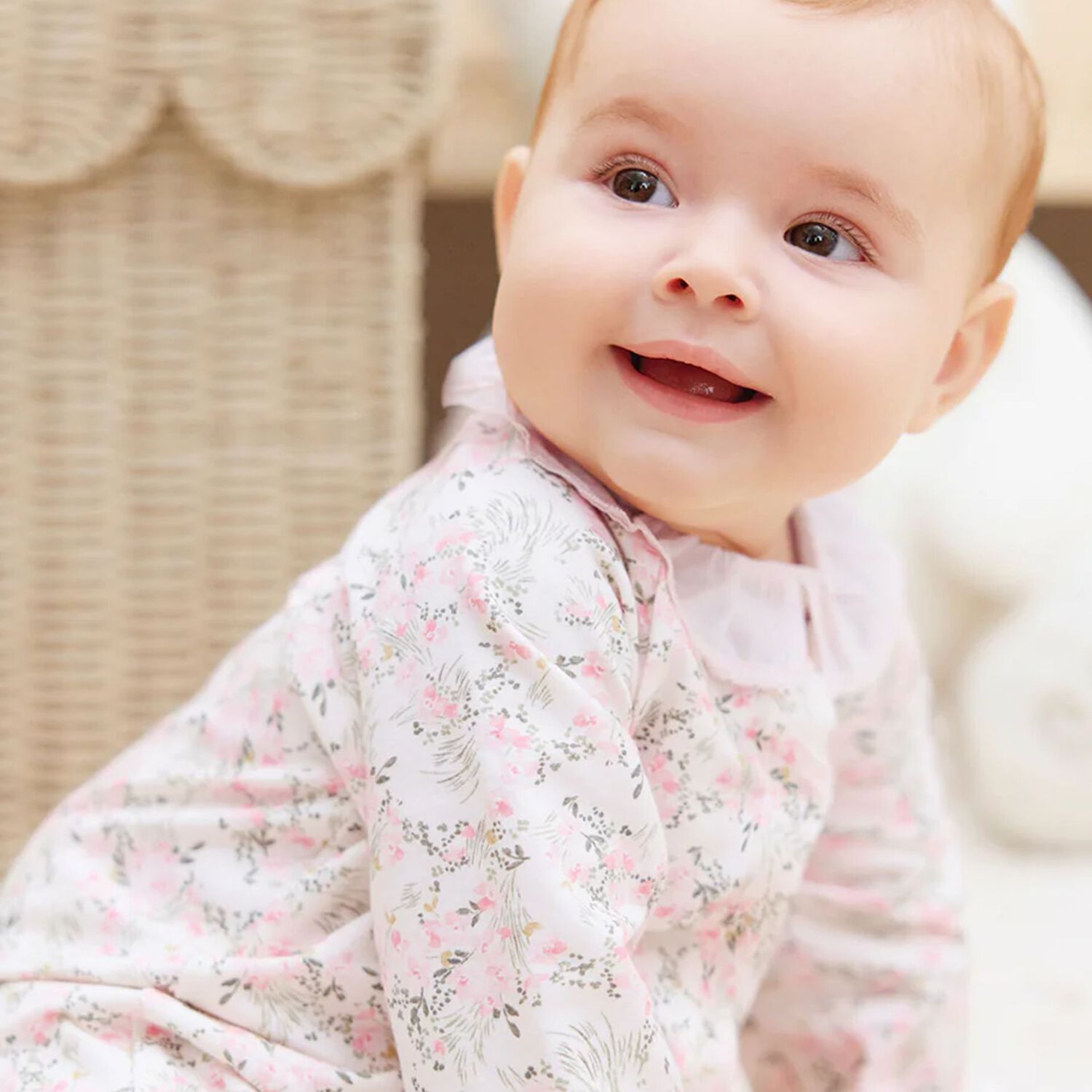 Baby Girls Pink Floral Babygrow, 1, hi-res