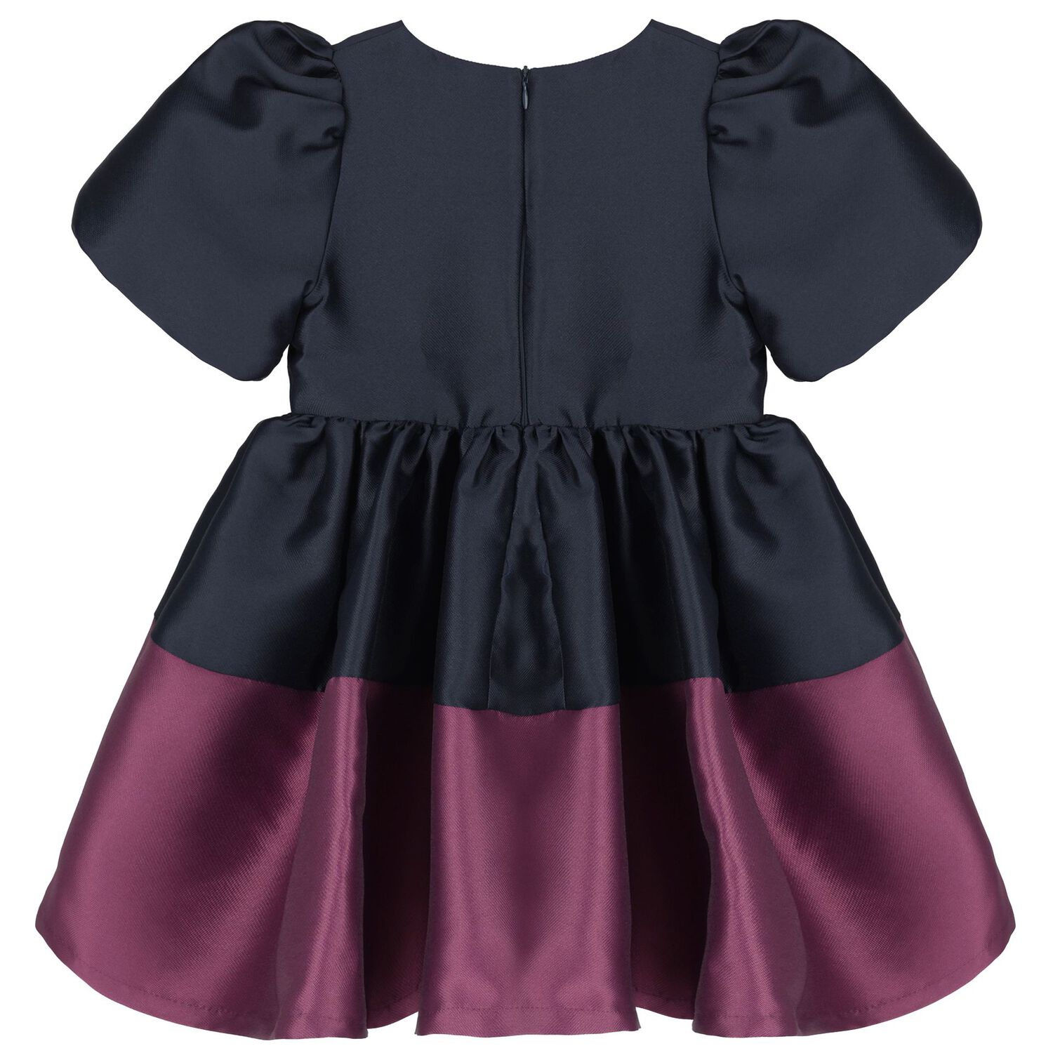 Girls Pink & Navy Blue Satin Bow Dress, 1, hi-res image number null