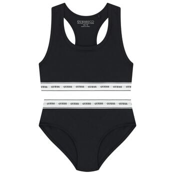 Girls Black Logo Bikini