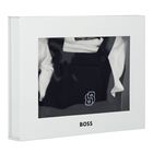 Baby Boys White & Navy Blue Logo Dungaree Set, 1, hi-res
