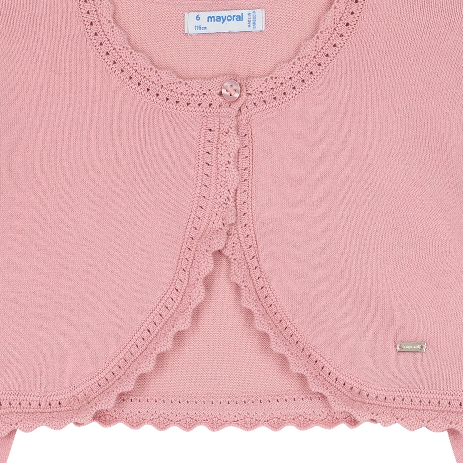Girls Rose Pink Bolero Knit Cardigan, 3, hi-res image number null