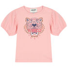 Younger Girls Pink Tiger T-Shirt, 1, hi-res