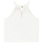 Girls Ivory Flower Top, 2, hi-res