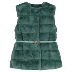 Girls Green Faux Fur Gilet, 1, hi-res