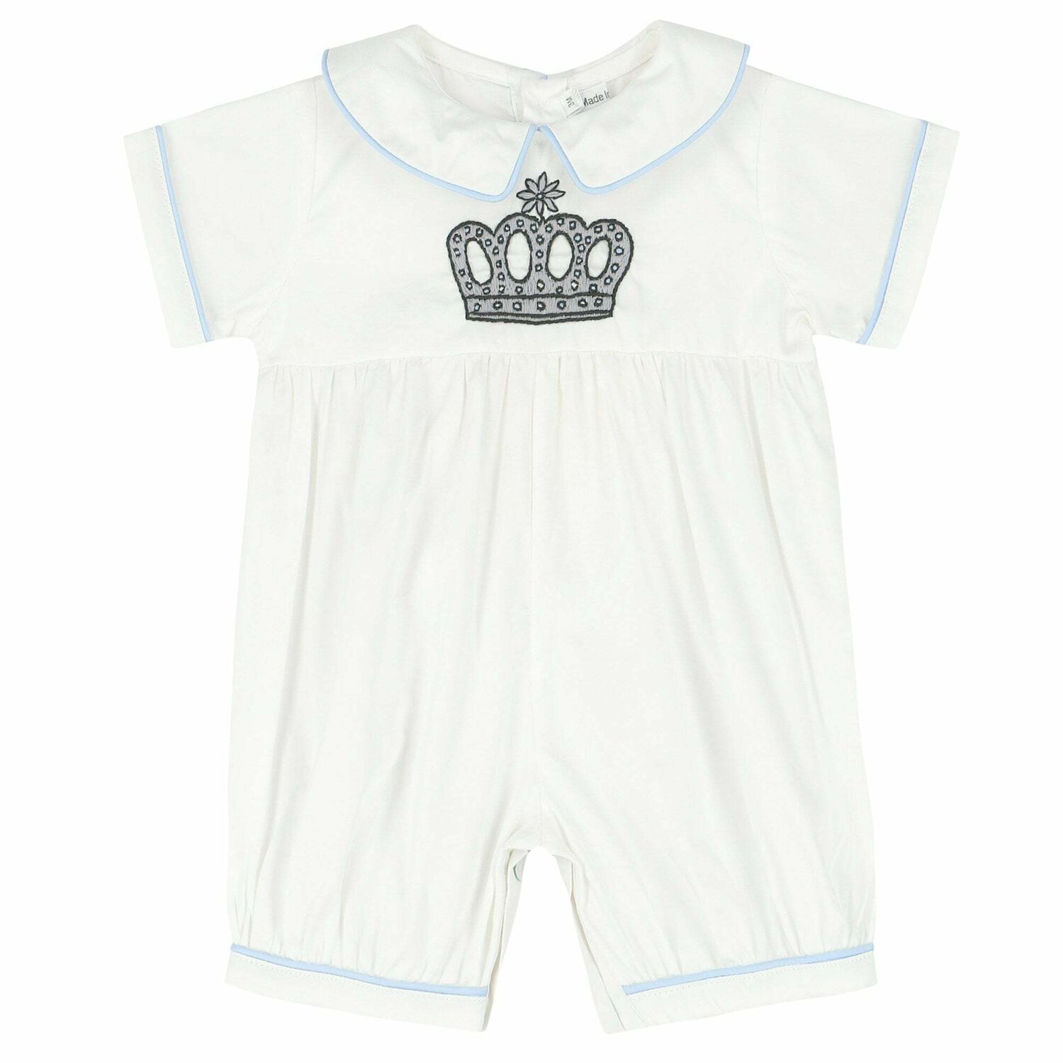 Baby Boys White Embroidered Romper, 1, hi-res image number null