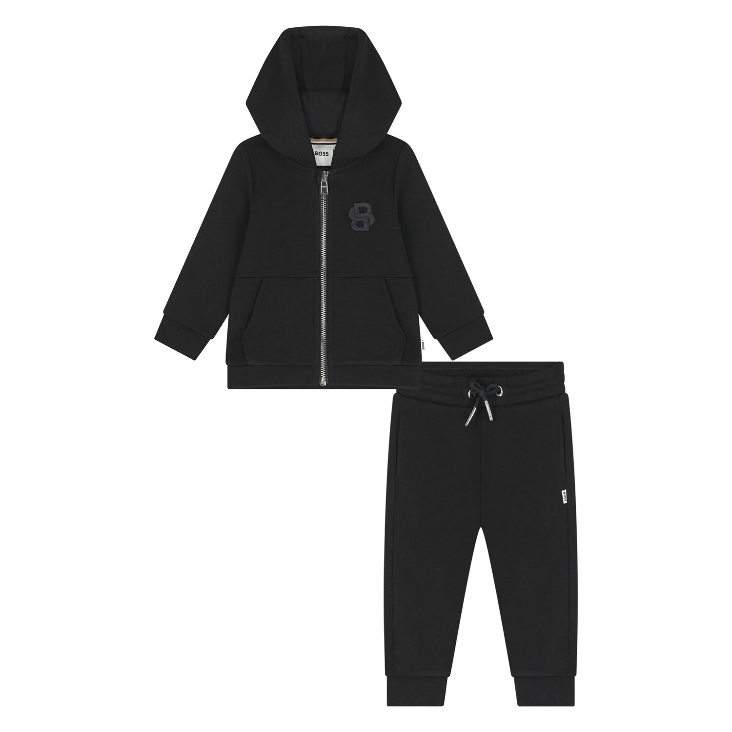 Younger Boys Black Logo Tracksuit, 1, hi-res