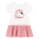 Younger Girls White & Pink Dress, 2, hi-res