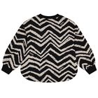 Girls Black & Ivory Zig Zag Sweatshirt, 1, hi-res