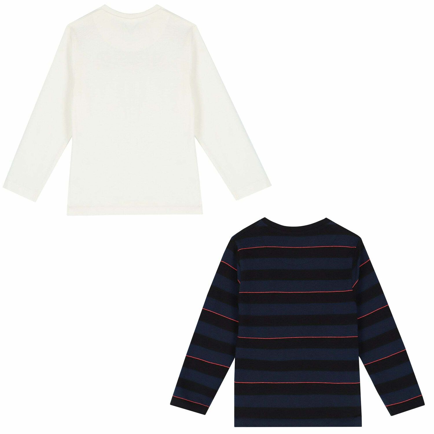 Boys Ivory & Navy Long Sleeve Tops ( 2-Pack ), 1, hi-res