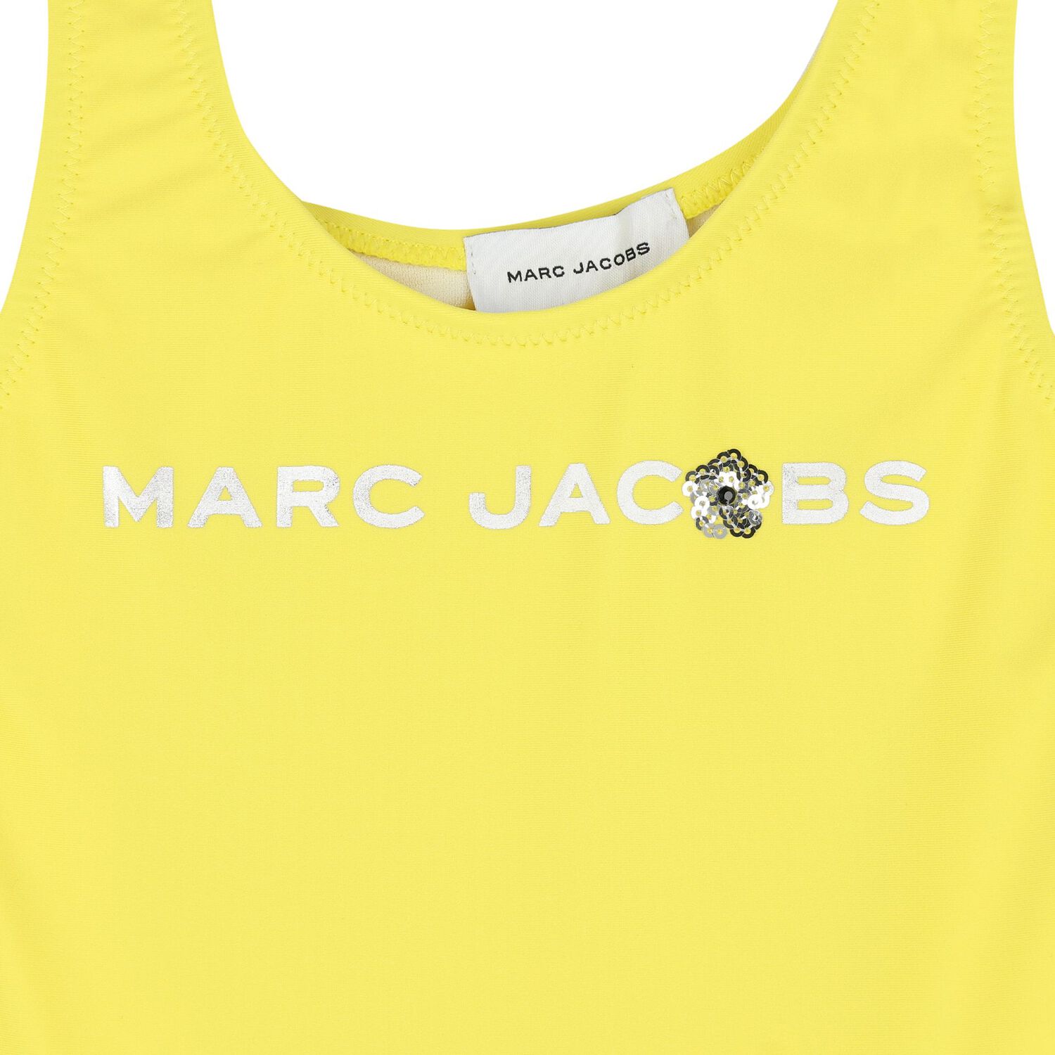 Girls Yellow Logo Swimsuit, 1, hi-res