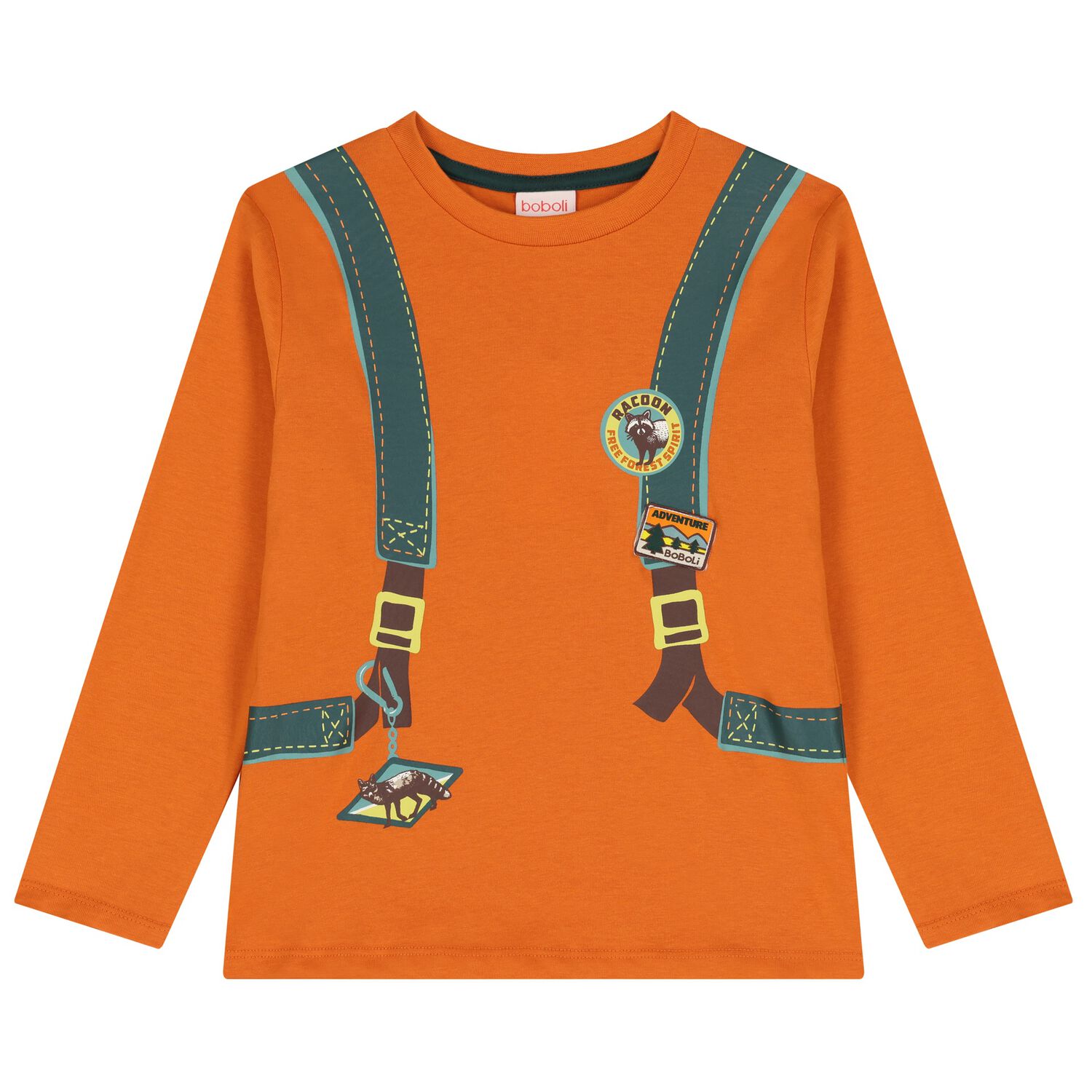 Boys Orange Bag Long Sleeve Top, 1, hi-res
