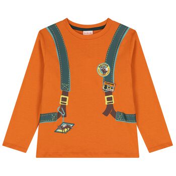 Boys Orange Bag Long Sleeve Top