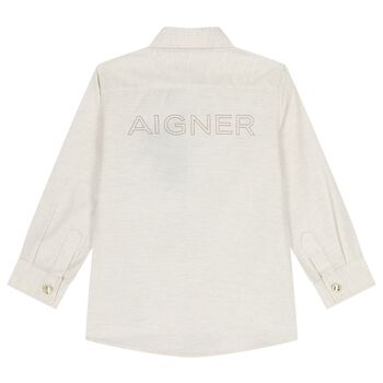 Boys Beige Logo Shirt
