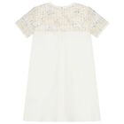 Girls Ivory Logo Dress, 1, hi-res