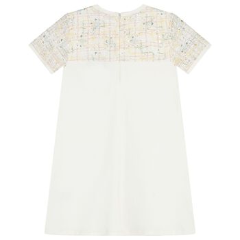 Girls Ivory Logo Dress