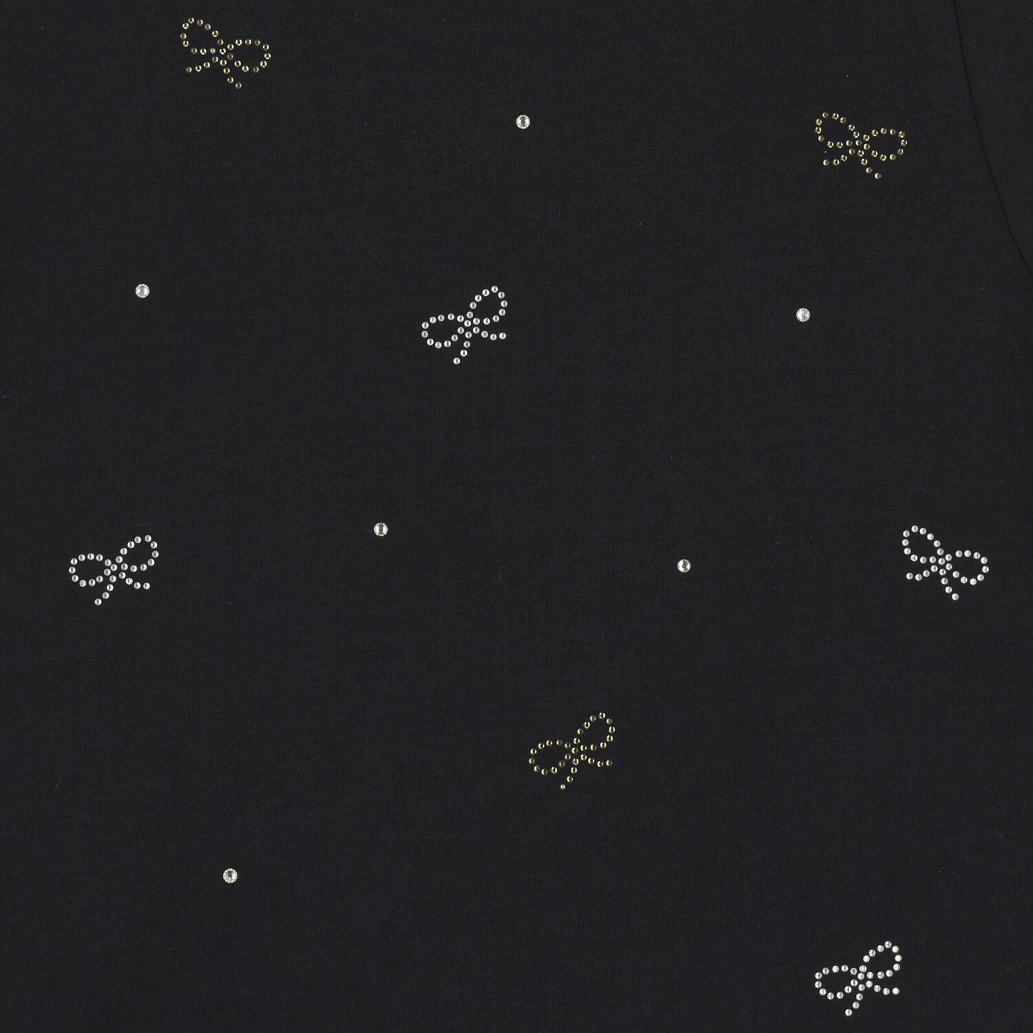 Girls Black Bow T-Shirt, 3, hi-res